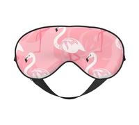 Summer Flamingo Palm Leaves Print Silk Sleep Mask with Adjustable Buckle Stylish Eye Mask for Women Travel Nap Shift Work Office