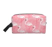 Summer Flamingo Palm Leaves Printed Toiletry Storage Bag, Large Capacity Organizer Pouch for Power Bank and Cables Use