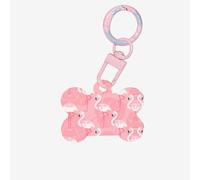 Summer Flamingo Palm Leaves Printing Acrylic Dog Bone Ornament,Dog Tags Personalized Pet Ornament, Key Chain Bone Shaped Id Tags