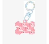 Summer Flamingo Palm Leaves Printing Acrylic Dog Bone Ornament,Dog Tags Personalized Pet Ornament, Key Chain Bone Shaped Id Tags