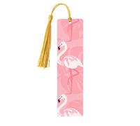 Summer Flamingo Palm Leaves Wooden Bookmark Craft Hanging Tags Ornaments Rectangular Bookmarks with Holes and Ropes