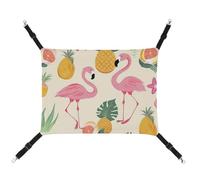 Summer Flamingos And Pineapples Printed Pet Hammock for Cage Hanging Pet Hammock Bed with Metal Hooks for Guinea Pigs, Hamsters, Gerbils, Kittens, Cat Cages