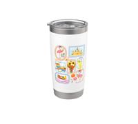 Summer Flamingos Doodle Frames Beach Time Fun Vacation Stainless Steel Insulated Tumbler