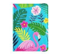 Summer Flamingos Flower Leaf Blue Leather Passport Book Holder for Travel Travel Document Organizer Protector Passport Cover with RFID Blocking for Women Ultra Thin, Summer Flamingos Flower Leaf Blue,