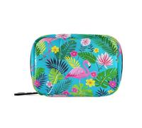 Summer Flamingos Flower Leaf Blue Medicine Bag with Detachable Compartments Convenient Pill organizervitamin Travel case