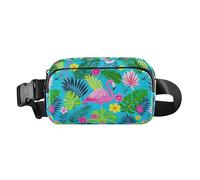 Summer Flamingos Flower Leaf Blurendy Fanny Waist Pack for Men Women Small Sling Bag Travel Essential with Adjustable Strap for Travel Vacation Running