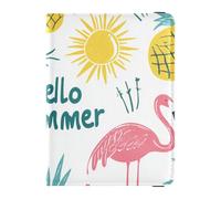 Summer Flamingos Fresh Fruits Leather Passport Holder Cover Wallet for travel Vaccine Case Protector Cover Travel Passport Wallet for women Waterproof, summer flamingos fresh fruits, 1 size, Summer