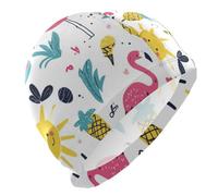 Summer Flamingos Fresh Fruits swim for Unisex Adults Short Hair waterproof swim for men Hair Protection and Drag Reduction gorras para nadar de mujer