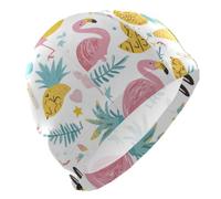 Summer Flamingos Fresh Fruits swim hat for Unisex Adults Short Hair waterproof swim caps for women swimming Hair Protection and Drag Reduction gorro de natación para mujer