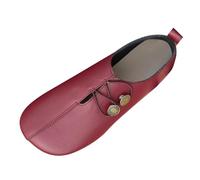 Summer Flat Sandals for Women Beach Sandals Summer Soft Leather Flat Bottom Casual Single Shoes Female Round Head Shallow Mouth A Foot Large Size White for Women Wide Ladies (Red,37)