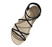 Summer Flat Sandals for Women Beach Sandals Women's Open Toe Strap Slim Roman Shoes Soft Bottom For Foreign Trade White Wide Womens Sandles Size 3 (Dark Gray,7)