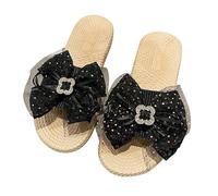 Summer Flat Sandals for Women Sandals Size 6 Women's Slippers Spring Summer And Autumn Outdoor Slippers Bow For Going Out Home Bathroom Fashion Plastic Size 8 Womens (Black,4)