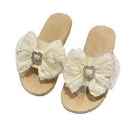 Summer Flat Sandals for Women Sandals Size 6 Women's Slippers Spring Summer And Autumn Outdoor Slippers Bow For Going Out Home Bathroom Fashion Plastic Size 8 Womens (White,5)