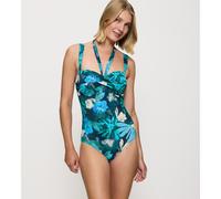 Summer Fleur Bandeau Swimsuit floral print/blue background