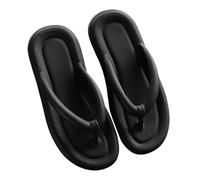 Summer flip flops for women who wear sandals and slippers with flat bottom on the beach, black, 10 UK