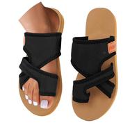 Summer Flip Flops Women's Mesh Toe Sandals Peep Toe Slippers Flip Flop Slip-On Sandals Hallux Valgus Comfortable Summer Sandals Non-Slip Flat Sandals Summer Flat Mules Size 36-45, BK2, 10 UK