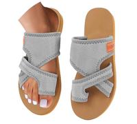 Summer Flip Flops Women's Mesh Toe Sandals Peep Toe Slippers Flip Flop Slip-On Sandals Hallux Valgus Comfortable Summer Sandals Non-Slip Flat Sandals Summer Flat Mules Size 36-45, GY2, 10 UK
