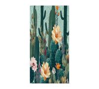 Summer Floral Cactus Curtains，Polyester Blackout Extra Wide，Door Curtain， 35.4x 70.9 Inch for Temporary Room Dividers Bedroom Living Room，Room Darkening Curtains ，for Doorway Privacy for Wall Hangin