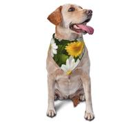 Summer Floral Daisies Flower Dog Bandana Pet Scarf Accessories for Small Medium Dogs Cats Photo Prop, Triangle Pet Bandanas Adjustable Puppy Bib Washable Dog Kerchief Puppy Neckerchief