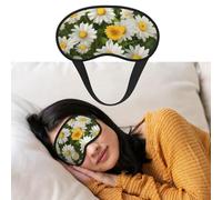 Summer Floral Daisies Flower Eye Mask for Sleeping Soft Satin Sleep Shade Cover Blindfold with Elastic Strap Travel Nap Blackout Eye Shade Cover for Women Men