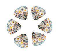 Summer Floral Daisies Flower print Guitar Picks 12PCS Mixed Gauges(0.46/0.71/0.96mm) with Case, for Guitar/Ukulele
