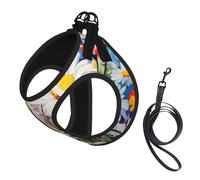 Summer Floral Daisies Flower Print Pet Leash Vest Reflective Adjustable Soft Mesh Vest Breathable For Daily Walks