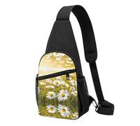 Summer Floral Daisies Flower -Print Waterproof Chest Pack for Hiking & Travel-Adjustable Strap,Lightweight Design with Multiple Pockets.