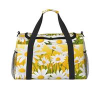 Summer Floral Daisies Flower Print Weekender Bag,Gym Bag with,Carry On Luggage Overnight Weekend Bag, Holdall Handbag & Shoulder Bag for Travel Fitness