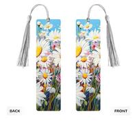 Summer Floral Daisies Flower Print Wooden Bookmarks Beautiful Notebook Accessories for Men Women Book Lovers