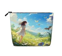 Summer Floral Flowers Daisies Print Makeup Bag Cosmetic Bag for Women Large Capacity Travel Makeup Bag Zipper Pouch