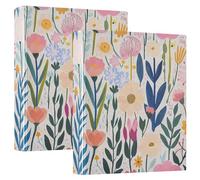 Summer Floral Light Color Beautiful 1-1/2 Inch Binders for School Three-Ringing with Pocket Cover 1/2 Pack Assorted Binders 200 Sheets