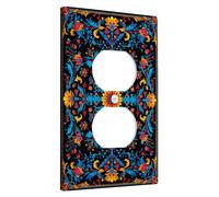 Summer Floral Light Switch Cover Plates/Outlet Covers, Black Vintage Patterns for Home Decor, Wall Plates, Standard Size Single Duplex Outlet