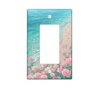 Summer Floral Light Switch Cover Plates/Outlet Covers, Peach Roses by the Ocean, Thermoplastic Wall Plates, Standard Size Single Rocker