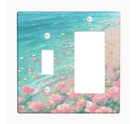Summer Floral Light Switch Cover Plates/Outlet Covers, Peach Roses by the Ocean, Thermoplastic Wall Plates, Standard Size Toggle Rocker