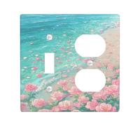 Summer Floral Light Switch Cover Plates/Outlet Covers, Peach Roses by the Ocean, Thermoplastic Wall Plates, Standard Size Toggle Duplex