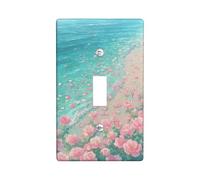Summer Floral Light Switch Cover Plates/Outlet Covers, Peach Roses by the Ocean, Thermoplastic Wall Plates, Standard Size Single Toggle