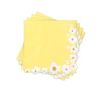 Summer Floral Paper Napkins Disposable, 60PCS Decorative Yellow with White Daisy Corner Printed Dinner/Lunch Napkins for Baby Shower, Bridal Shower, Party Table Decor. 2-Ply, Folded 6.5 x 6.5 In.