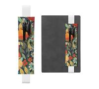 Summer Floral Pen Holder for Notebook, PU Leather Pen Sleeve Pouch for Gift, Detachable Bookmark Elastic Journal Pencil Holder Case - Hold 2-3 Pens, White