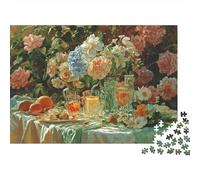 Summer Floral Still Life 100% Recycled Cardboard Fallen Roses still Life 1000 Piece Puzzle for Adults The Impossible Challenge Fun Present 38x26cm/1000pcs
