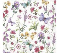 Summer Flowers and Butterflies White IHR Luxury Traditional Paper Table Napkins 20 in Pack 3 ply