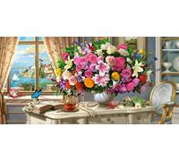 Castorland Hobby Panoramic Summer Flowers and Cup of Tea Jigsaw Puzzle, 4000 Pieces Set