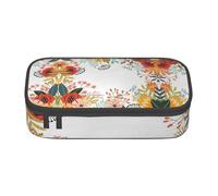 Summer Flowers Botanical Large Capacity Pencil Case Stationery Storage Bag with Zipper Boys Girls Students School