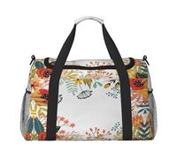 Summer Flowers Botanical Print Weekender Bag,Gym Bag with,Carry On Luggage Overnight Weekend Bag, Holdall Handbag