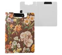 Summer Flowers Carnation Daffodils Brown Clipboard Folder with Storage Horizontal and Vertical Double Clips Clip Board with Hard Cover Clipfolio Teachers Supplies