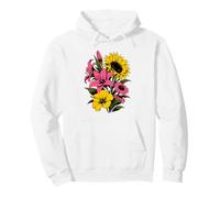 Summer Flowers Sunflower Lily Hibiscus Floral Design Pullover Hoodie