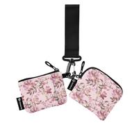 Summer Flowers Women's Coin Wallet Card Holder Cute Fashion Coin Purse Wallet Bag with Keychain for Work Travel 2 Packs, Summers Flowers, One Size, Modern