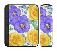 Summer Flowers Yellow Purple 2 pcs car seat Shoulder Strap Covers Protects Your Neck and Shoulders for SUV Protector para cinturón de carro