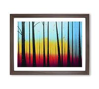 Summer Forest Paint Splatter Vol.6 Abstract Framed Print | A2 Walnut Framed Wall Art | Ready to Hang | Abstract Landscape Picture | Living Room Bedroom Lounge Office