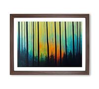 Summer Forest Painted Framed Wall Art Print A2 Walnut