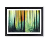 Summer Forest Painted Vol.1 Framed Print | A3 Black Framed Wall Art | Ready to Hang | Modern Landscape Picture | Living Room Bedroom Lounge Office